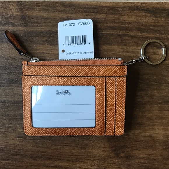 Coach Mini Skinny ID Case in Metallic Orange NWT - Picture 1 of 8